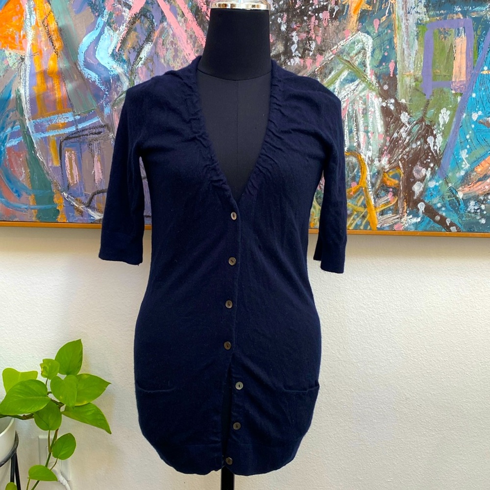 Vince navy half sleeve cashmere cardigan